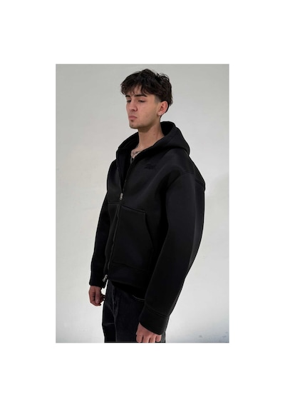 Zaee Oversize Scuba Zipp Hoodie Siyah