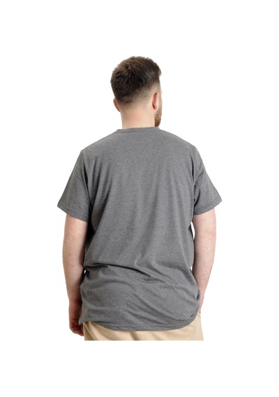 Mode Xl Büyük Beden Erkek V Yaka T-Shirt Mustang 23034 Antramelanj 001