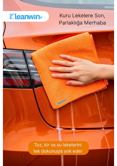 Lucid Mikrofiber Araba Cam Bezi 50x70 Cm 240 Gsm Turuncu, İz Bırakmaz Cam Silme Ve Kurulama Bezi