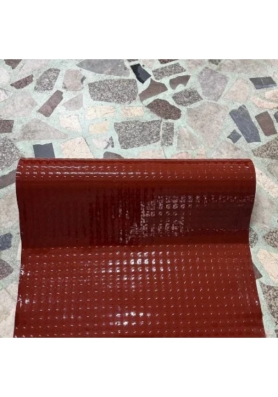 Pvc Desenli Zemin Kaplama Muşambası 3mm 1x5 Metre Kaymaz Araç Konteyner Oto Taban Kaplaması Bordo