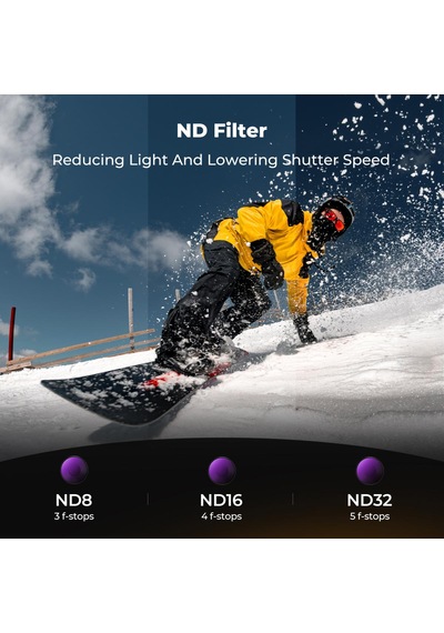 K&f Concept Djı Osmo Action 6 Uyumlu 4 Lü Filtre Seti / Cpl Nd8 Nd16 Nd32 Vidalı