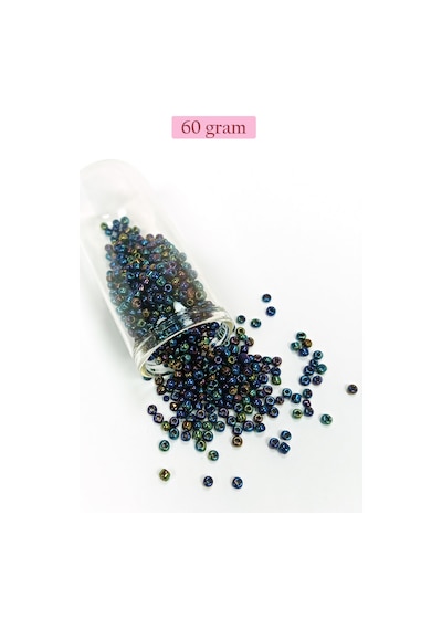 Dökme Cam Kum Boncuk 8/0 3 Mm - 60 Gram - Lacivert Yeşil - Bnc210