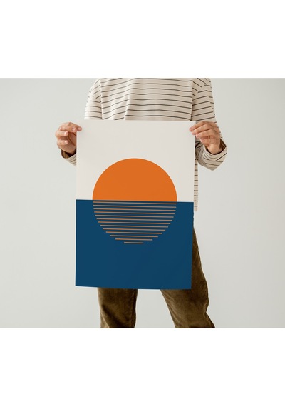 Çerçevesiz Poster, Dijital Baskı Soyut Turuncu Daire Poster, Minimal, Ev, Ofis, Mutfak Dekorasyon