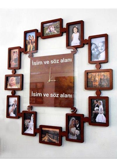 Ahşap Ve Şeffaf Pleksi Uyumuyla Fotoğraf Çerçeveli Duvar Saati