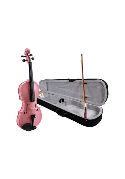 Pembe Renk Tam Boy 4/4 Ebatlı Ful Set Keman-Kutu-Yay-Reçine Dahil