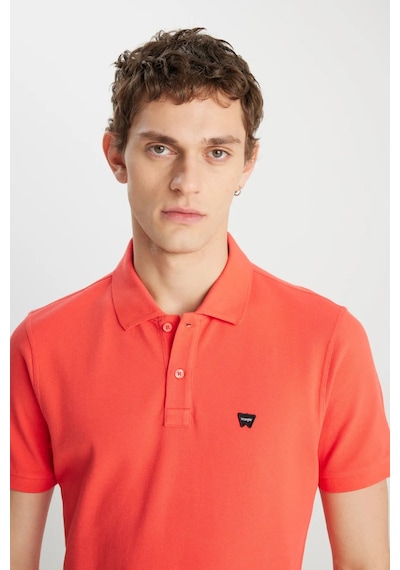 Wrangler %100 Pamuk Regular Fit Normal Kesim Mercan Rengi Polo Yaka Tişört Nar Çiçeği