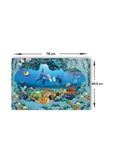 Decorita Cam Ocak Arkası | Akvaryum Desenli | 49,5cm x 76cm