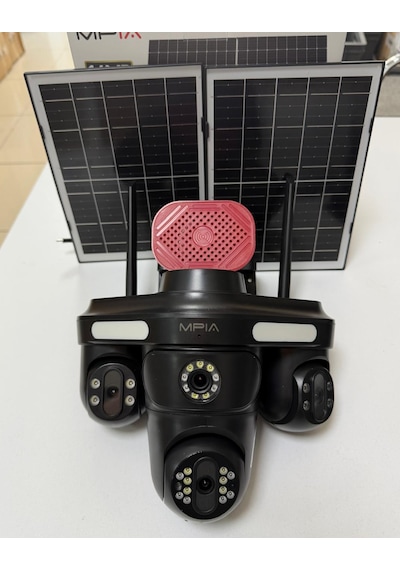 Mpıa Renora 4g16mp 4 Kameralı 3 Motorlu +1 Sabit Sirenli Çift Solar Panel Güvenlik Kamerası Hieasy