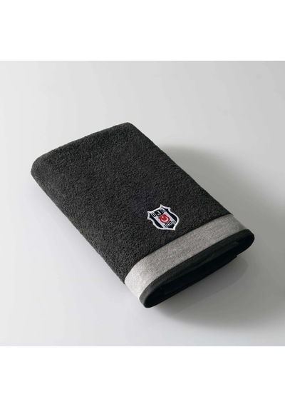 Taç Taraftar Lisanslı Beşiktaş Bukle Banyo Havlusu 70x140 Siyah