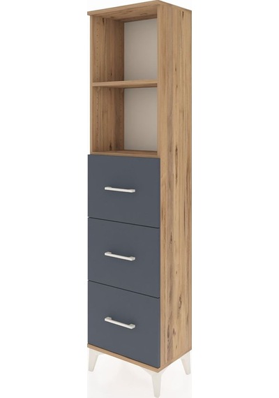 Arges Dolap 2 Raflı 3 Çekmeceli 44x30x182 Çam-antrasit Çam