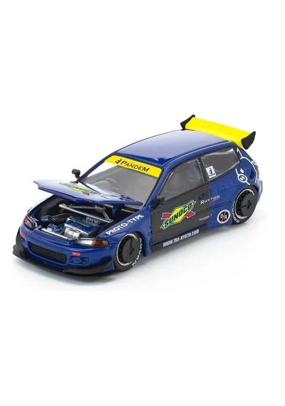 Pop Race Honda Civic Eg6 Pandem Blue Sunoco 365 1/64