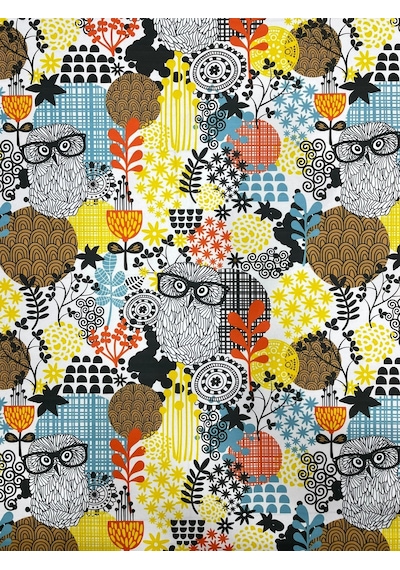 Enesar Home Baykuş Desenli Kumaş Kırlentlik Döşemelik Kumaş Dijital Baskı 100 x 140 cm