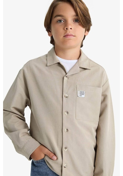 Defacto Erkek Çocuk Oversize Geniş Kalıp Polo Yaka Uzun Kollu Gömlek G2363a825aubg773 Bej Defacto Erkek Çocuk Oversize Geniş Kalıp Polo Yaka Uzun Kollu Gömlek G2363a825aubg773 Bej