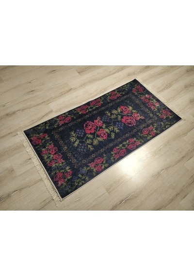 Yamalı Home Style Deri Taban Siyah Kırmızı Pr5616-80X150 Siyah