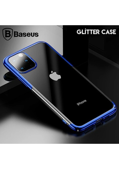 Baseus Glitter Case Apple iPhone Uyumlu iPhone 11 Pro 5.8 Şeffaf Lüx Silikon Kılıf- 5775 Mavi