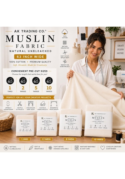 Muslin Kumaş/kumaş Ağartılmamış - D Kumaş - Doğal 9,5 Metre Orta Ağırlık -%100 Pamuk 160 Cm Genişliğinde , Doğal Ağartılmamış