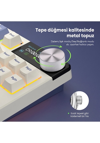 Royal Kludge Rk S85 Lcd Ekranlı Kablosuz Mekanik Oyuncu Klavyesi