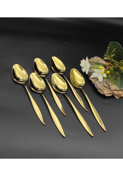 Carmen Titanyum Gold 6 Adet Yemek  Kaşık Gold