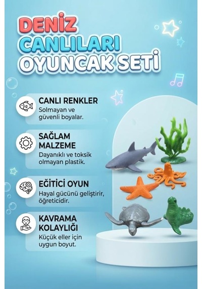 Okyanus Ve Deniz Canlıları 20 Adet Esnek Eklemli Detaylı Ve Gerçekçi Eğitici Öğretici Oyuncak Seti