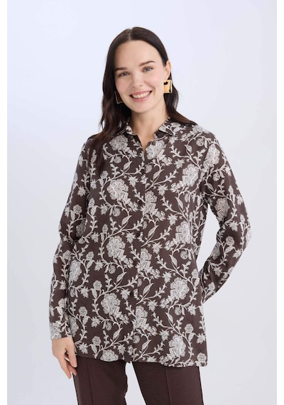 DeFacto Loose Fit Desenli Uzun Kollu Gömlek Tunik T0609AZ25SPBN539