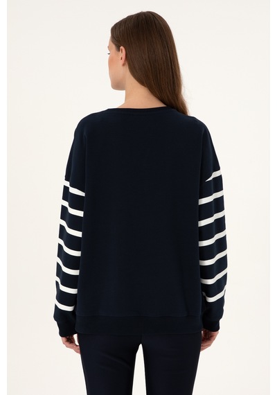 U.S. Polo Assn. Kadın Lacivert Çizgili Bisiklet Yaka Sweatshirt 50297279-VR033 U.S. Polo Assn. Kadın Lacivert Çizgili Bisiklet Yaka Sweatshirt 50297279-VR033