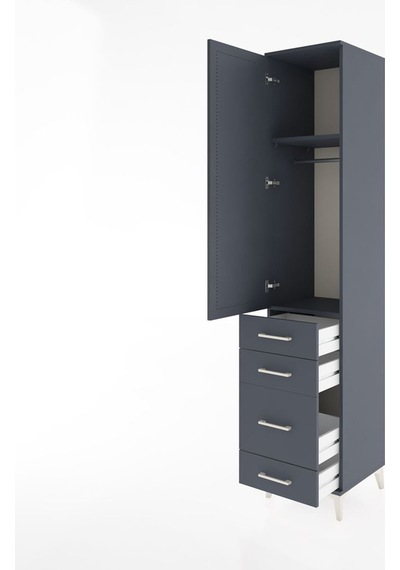 Hyperion Dolap 2 Raflı 4 Çekmeceli Tek Askılı 44x44x221 Antrasit-antrasit Antrasit