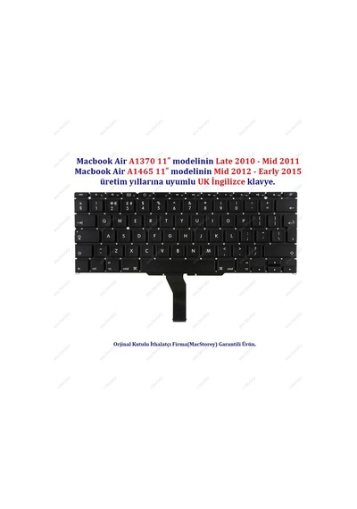 Apple Uyumlu MacBook Air İle 11inc A1370 A1465 Klavye Tuş Takımı Uk-ingilizce