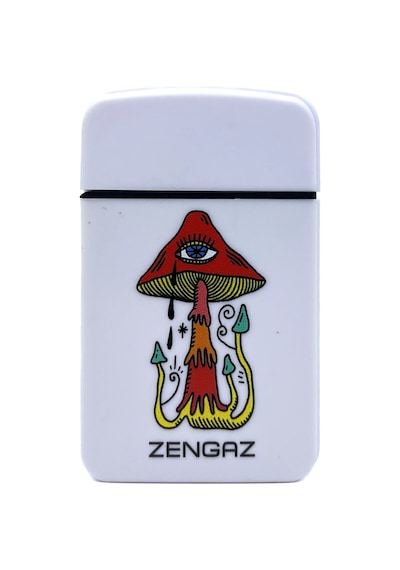 Zengaz Cool Tasarım Jet Alev Çakmak - Crying Cosmic Shroom Beyaz