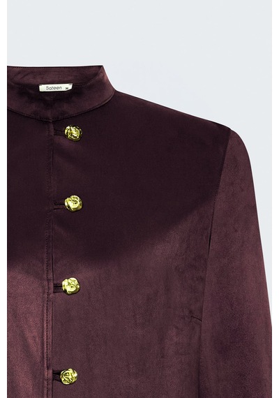 Sateen Süet Gömlek - Bordo-138121