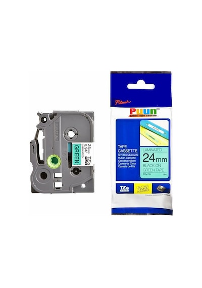 Puun Brother P-Touch TZE-751 24MM x 8m Yeşil Üzerine Siyah Uyumlu