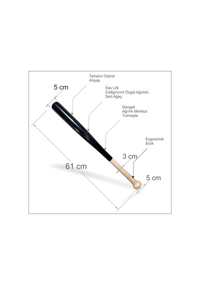 Dengeli 61 Beyzbol Baseball Beyzball Sopası Tahtası Aleti Siyah