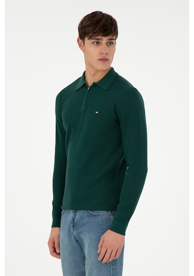 U.S. Polo Assn. Erkek Regular Fit Yarım Fermuarlı Koyu Yeşil Basic Kazak 50298266-VR079