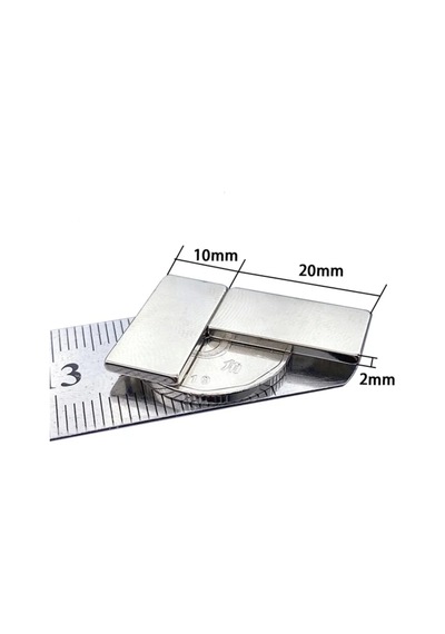 Ers 20 10 2 Mm N35 Neodyum Mıknatıs Köşeli, Nikel Kaplama 50 Li Set Çok Renkli
