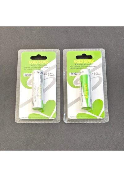 Gold Silver 2 Adet 18650 2200mah 3.7v Şarjlı Pil El Feneri Ve Kafa Feneri Uyumlu