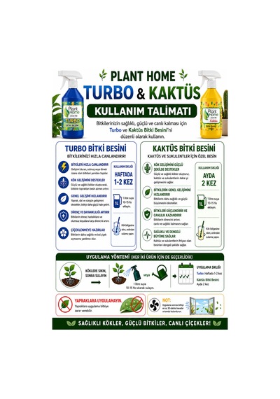 Bitki Besini Seti Turbo Ve Kaktüs Kök Gelişim Destekleyici 2x500 Ml 1 L