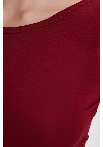 Tudors Kadın Slim Fit Dar Kesim Uzun Kollu Viskon Bordo Bluz-35200 Bordo