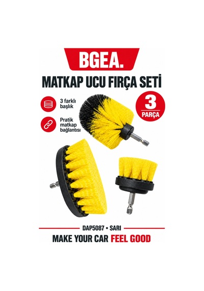 Bgea Premium Matkap Ucu Fırça Seti 3 Parça Sarı