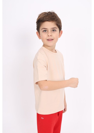 Toontoy Kids Toontoy Unisex Çocuk Baskılı Tişört Bej