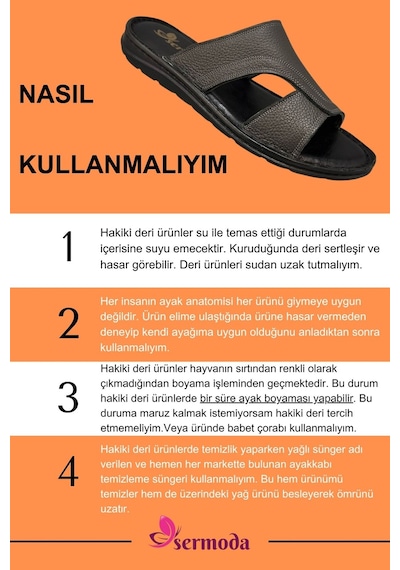 Hakiki Gerçek Deri Erkek Terlik Hafif Terlik Deri A Şır Füme A Şır Füme