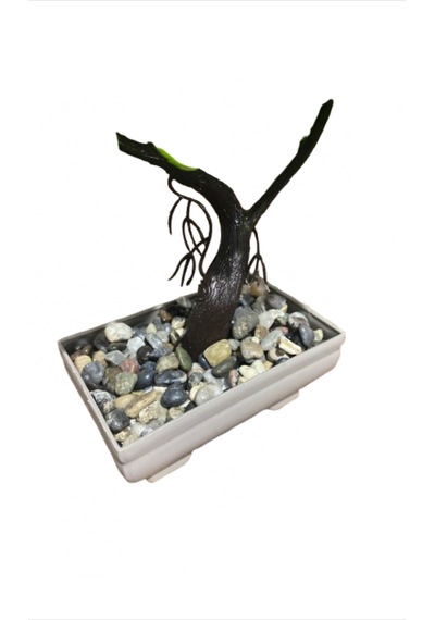Dekoratif Limon Ağacı 23 Limonlu, Saksılı Ve Taşlı Plastik Bonsai Açık Sarı - Yeşil