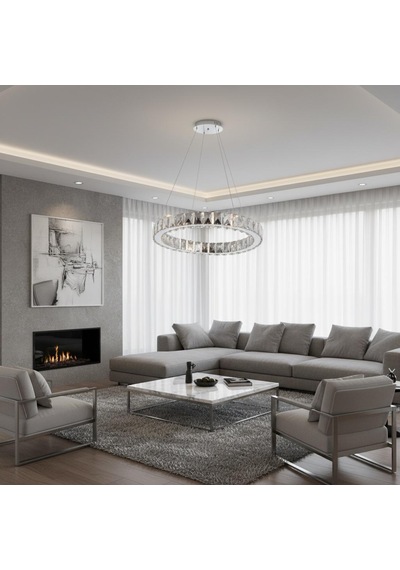 Kristal Uzaktan Kumandalı 30 Cm Avize Krom