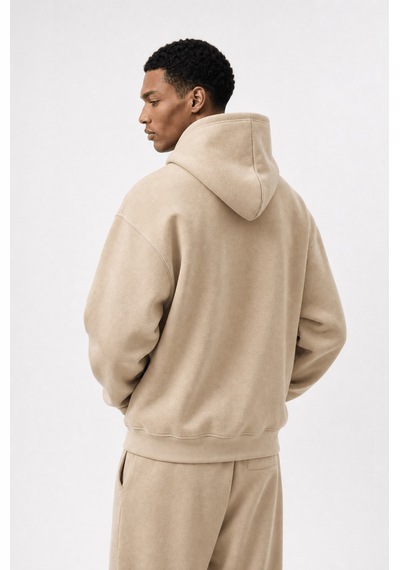 Erkek Respire Basic Oversize Zip Bej