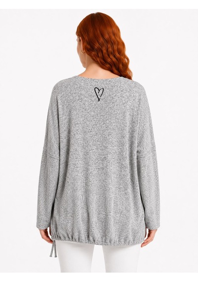 Neden Tekstil Kadın Gri Relaxed Fit Triko Detaylı Sweatshirt