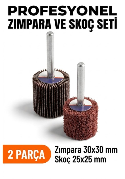 30x30 Zımpara + 25x25 Mm Skoç Seti 2 Parça Matkap Ucu Temizleme Ve Parlatma Mopu