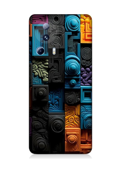 Xiaomi Mi 13 Lite Uyumlu Silikon Kılıf Renkli Kareler Ve Spiraller
