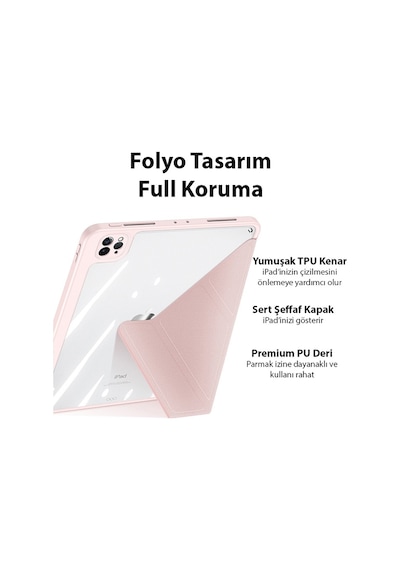 Dux Ducis Apple Uyumlu iPad  Pro 12.9 2022-2021-2020-2018uyku Modlu Kapaklı Kı