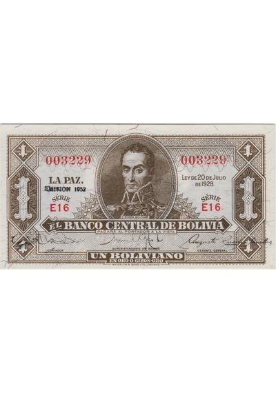 Bolivya 1 Boliviano 1928 1952 Çil.