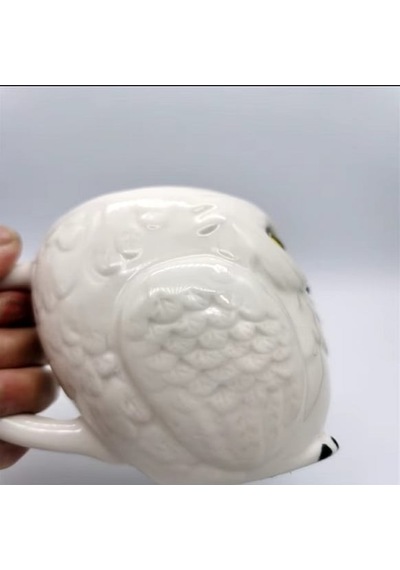 300ml Yaratıcı 3d Baykuş Seramik Karikatür Hayvan Kupa & Meşrubat Bardağı Beyaz