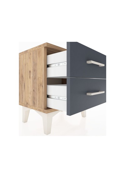 Arges Komodin 2 Çekmeceli 44x30x48 Çam-antrasit Atlas Çam