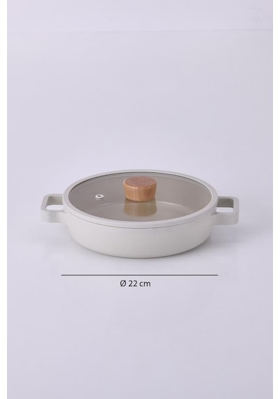 Neoflam Fika Cam Kapaklı Alüminyum 2'li Sahan Set 20 - 22cm Bej
